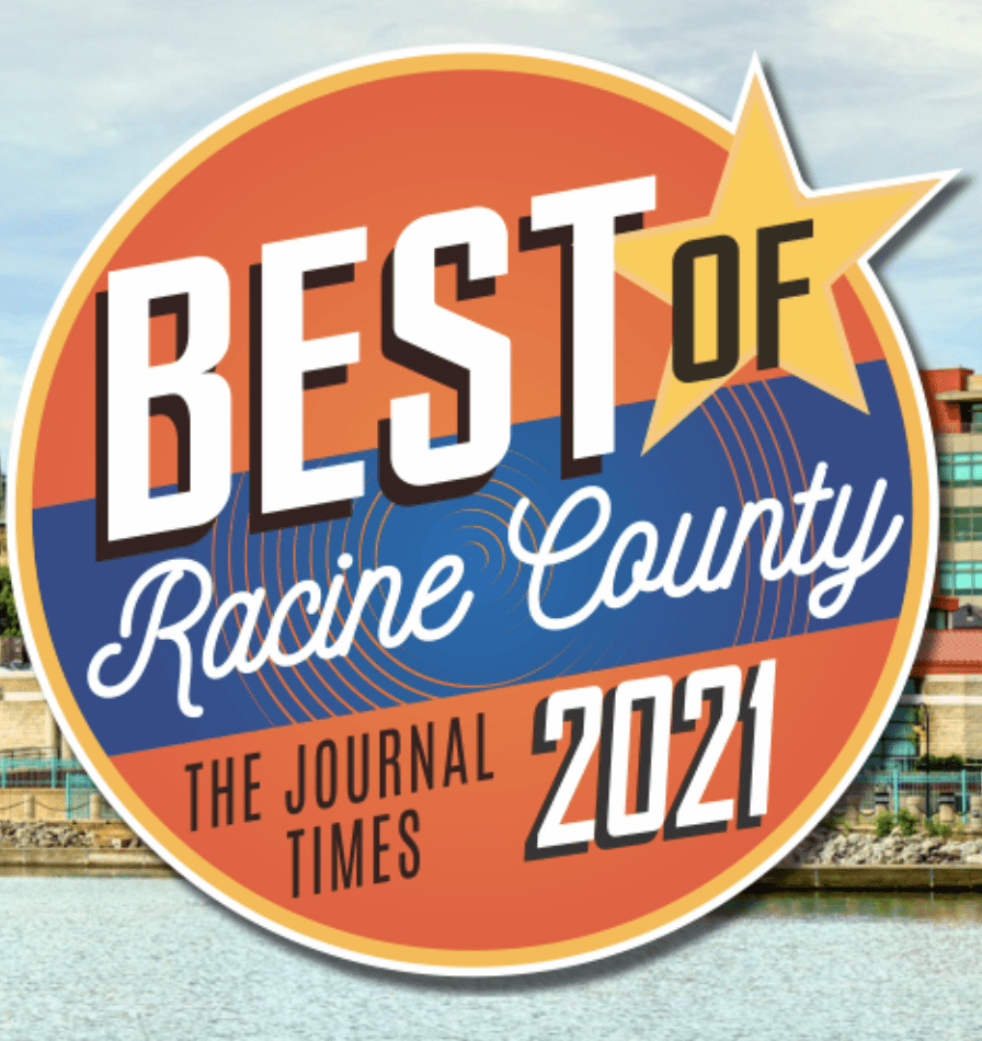 A badge that says best of racine county 2 0 2 1